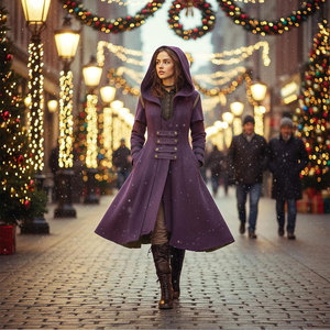 Chaqueta de pirata estilo victoriano gótico vintage para mujer, abrigo largo steampunk, talla extra grande, color morado - Product Image 5