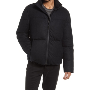 Chaqueta acolchada negra para hombre, abrigo informal de invierno, cuello alto, cremallera, relleno grueso de poliéster, ropa exterior cortavientos - Product Image 2