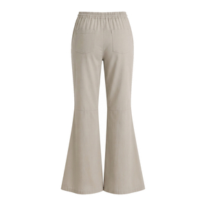 Pantalones Acampanados para Mujer, Cintura Elástica, Tejido Suave, 100% Algodón, Pantalón Casual, Fabricante de Ropa OEM ODM, Proveedor al por Mayor de Marca Privada - Product Image 4