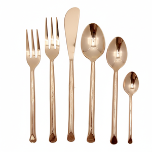 Ensemble de couverts or rose 20 pièces en acier inoxydable brillant forgé à la main couverts écologiques durables pour les mariages - Product Image 3