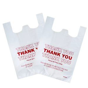 Sac de courses réutilisable en plastique HDPE/LDPE épais avec logo personnalisé pour supermarché ou épicerie, type gilet ou T-shirt - Product Image 3