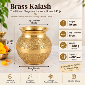 Pot en laiton de qualité supérieure, Kalash Lota, fait main, pour la Pooja hindoue, décoration de temple religieux, cadeau de mariage, récipient à eau pour la maison, culte indien - Product Image 2