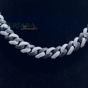 Collar de Cadena de Eslabones de Plata S925 con Baño de Rodio y Moissanita para Hombre, Corte Brillante Redondo, Micro Pavé, Joyería de Destaque para Uso Diario - Product Image 3