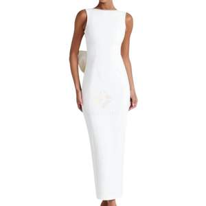 Robe de soirée élégante à col en perles, longue jusqu'au sol, avec grand nœud au dos, sans manches, moulante, pour soirée, bal de promo, invitée de mariage - Product Image 4