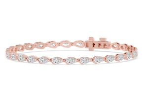 Bracelet éternité éblouissant en or rose 9 carats avec diamants de laboratoire taille poire de 6,38 CTW - Product Image 2