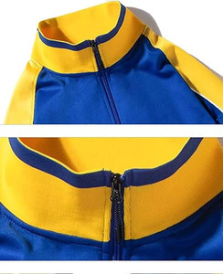 Ensemble de survêtement décontracté pour homme, bleu royal, avec contraste doré, deux pièces, performance supérieure, tissu respirant et écologique - Product Image 2