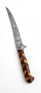 Handcrafted Damascus Steel Long Precision Slicing Utility Knife Geometric Wooden Mosaic Handle <b>Craft</b> <b>Tool</b> - Product Image 2
