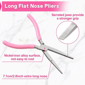 Pince à bec plat de 7,5 pouces de long avec mâchoires dentelées, pince à bec extra longue - Product Image 2