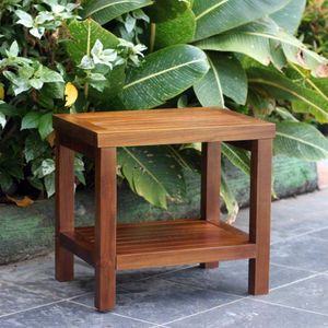 Banc de douche en teck, fabriqué en Indonésie, meuble en bois massif - Product Image 1