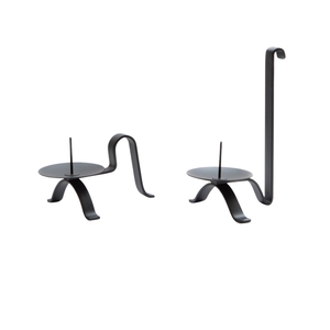 Ensemble de 3 porte-bougies en métal noir mat torsadé, faits à la main, pour décoration de mariage et de fête - Product Image 2