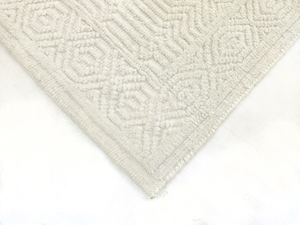 Tapis rectangulaire de style scandinave en laine biologique noué à la main, à poils ras, antidérapant, pour salon, couleur ivoire, laine naturelle - Product Image 2