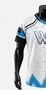 เสื้อฟุตบอลอเมริกันแบบซับลิเมชั่นสำหรับผู้ชาย WS คอวี แขนครึ่งตัว ผ้าโพลีเอสเตอร์ซับเหงื่อ ระบายอากาศได้ดี ทรงปกติ ไซส์ใหญ่พิเศษ - Product Image 4