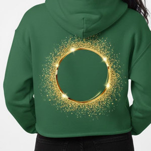 Sudadera con Capucha Verde para Mujer con Estampado de Frase 'Dream' en Dorado, Tejido de Algodón, para Otoño - Product Image 4