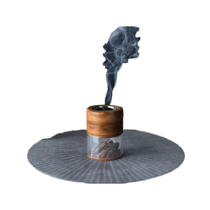 Brûleur Bakhoor moderne en bois et acrylique avec plateau en métal résistant à la chaleur Brûleur d'encens élégant pour la maison, le bureau et la décoration du Ramadan - Product Image 1