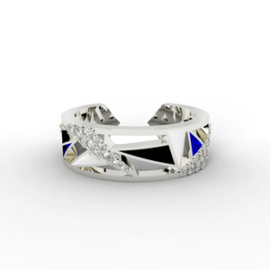 Renaissance Triangular Composition Inspired Women's Minimalist <b>Finger</b> <b>Ring</b> 18K White Rose Gold Plating Lab Created Diamonds - Product Image 2