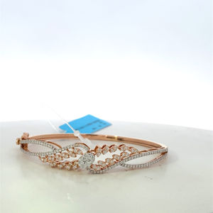 Bracelet jonc de luxe en or rose 18 carats avec diamants véritables pour femme, bijou raffiné, cadeau - Product Image 4