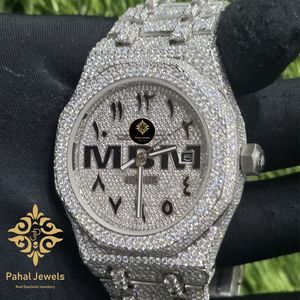 Iced Moissanite Stainless Steel Mechanical <b>Automatic</b> Men's Watch 20mm Luminous Hands <b>Chronograph</b> Hidden Clasp Luxury Dress - Product Image 2