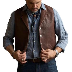 <b>Men</b> Leather Waistcoat Reversible Winter Leather <b>Vest</b> Breathable Windproof Lightweight Solid Color - Product Image 6