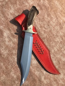Cuchillo Bowie de Hoja Fija, Acero al Carbono, Punta Caída, Cuchillo de Caza y Supervivencia para Exteriores, Hecho a Mano, Personalizable - Product Image 5