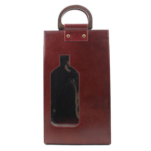 Porte-bouteille de vin en cuir gaufré Salva, porte-bouteille unique avec poignée, couleur marron, étui de voyage portable - Product Image 3