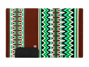 Manaal Enterprises Classic <b>Blue</b> Geometric Pattern Western Equestrian Saddle Pad Cotton Material Fleece Lined Wool Shell Horse - Product Image 1