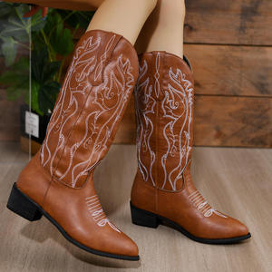 Bottes de cowboy occidentales faites à la main pour hommes, en cuir durable, confortables, élégantes pour femmes - Product Image 4