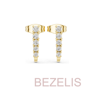 Pendientes de Oro Rosa con Diamantes para Mujer, Corte Brillante Redondo, Cultivados en Laboratorio, con Cuentas Engastadas, Línea Clásica, Regalo Fino para Mujer - Product Image 2