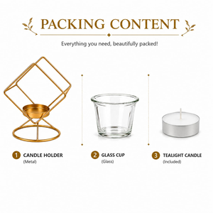 Decorative <b>Tealight</b> Candle Lantern with Glass Cup and Candle Modern Table Centerpiece for Living Room Dining Table Bedroom Home - Product Image 3