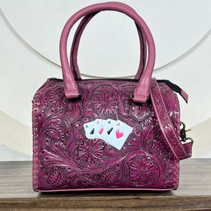 Haute qualité Portable grande capacité usiné à la main en cuir carte conception Duffle bandoulière sacs de voyage en cuir véritable Speedy Duffle - Product Image 4