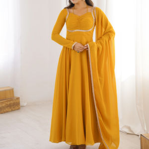 Magnifique robe de soirée de créateur, lourde et élégante, à manches longues, en tissu Faux Blooming - Product Image 1