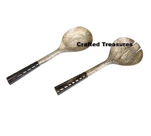 Cubiertos de madera y resina ecológicos asequibles, juego de cuchara y tenedor para servidor de ensalada para servir y cocinar al mejor precio de fábrica - Product Image 2