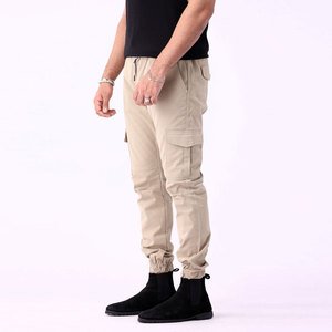 Pantalones Cargo Color Caqui para Hombre, Cintura Elástica, Múltiples Bolsillos, Estilo Jogger Informal, Tela de Lona Transpirable, Ropa de Primavera - Product Image 2