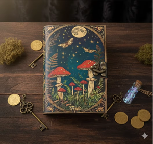 Cuadernos de Cuero con Diseño de Hongo, Hechos a Mano con Acabado Rústico, Libro para Hombres y Mujeres, Páginas de Papel Artesanal de Algodón sin Líneas - Product Image 5