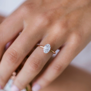 แหวนเพชรคลาสสิกทรงรี แหวนหมั้นเพชรชุบทอง 14K แบบหนามเตย เครื่องประดับผู้หญิงสุดหรู - Product Image 1
