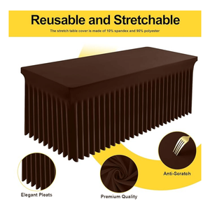 Smiry 6FT Rectangle Waterproof Washable Tablecloth Elastic Spandex Stretch Fitted <b>Cover</b> Skirt for <b>Tables</b> - Product Image 2