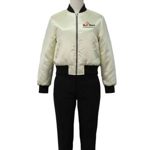 Bomber <b>Jacket</b> With Custom Brand Logo Windproof Casual Outerwear Rib-Knit Trim Baseball Coated Polyester <b>Jacket</b> - Product Image 1