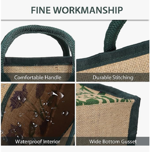 Sac fourre-tout en jute naturel, spacieux et réutilisable, avec poignées robustes pour les courses, la plage, le marché et l'usage quotidien - Product Image 3