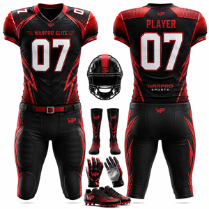 WARPRO Elite Men's American Football Uniform V-Neck Sublimated Jersey Short Sleeve Fitted Moisture Wicking All Season - Product Image 1
