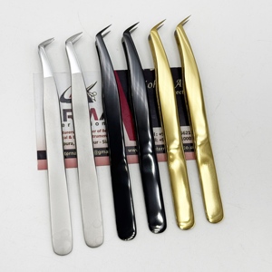 Pince à cils pour extensions de cils volume 65 degrés en acier inoxydable durable avec revêtement plasma et marque privée - Product Image 1