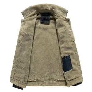 Men's Dark Blue Denim Jacket With Faux Fur Lining Turn-<b>down</b> Collar Casual Winter Wear Single Breasted Button Closure - Product Image 5