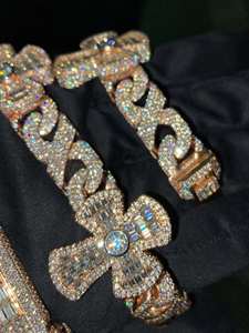 Gold Plated <b>Cross</b> Cuban Link <b>Chain</b> Necklace 925 Silver Moissanite Diamond Hip Hop Religious Jewelry Party Wear - Product Image 5