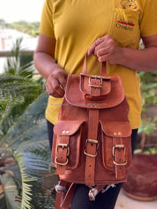 Réel De Chèvre Sac À Dos En Cuir Vintage Sacs Faits À La Main Brun Couleur Sac À Dos - Product Image 4