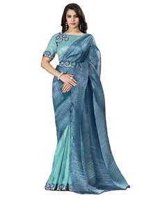 Морское синее, цветное, новейшее дизайнерское, Шелковое Сари с блузкой, банарси, раздавливаемое, Женская праздничная одежда, сшитое сари, экспортер из Индии |