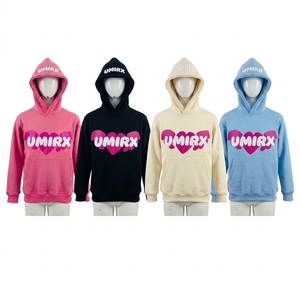 Sweat-shirt à capuche rose unisexe, pull-over avec poche avant, imprimé en relief pour un motif cœur, streetwear décontracté, hiver, 100% coton - Product Image 5