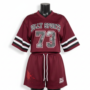 Ensemble short et maillot de football pour femmes, polyester de haute qualité, maille respirante, vêtements d'entraînement avec logo personnalisé, ensembles pour femmes 100% coton - Product Image 6