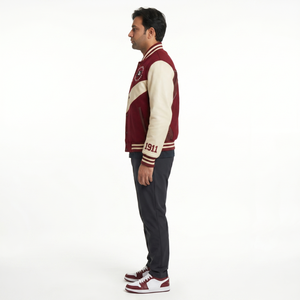 Veste universitaire sur mesure pour homme, en laine Melton, manches en cuir véritable, style Letterman, manteau de baseball, taille 3XL, fournisseur en gros - Product Image 3