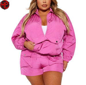 Ensemble coupe-vent et short pour jeunes femmes, entièrement personnalisable, imperméable, séchage rapide, respirant, survêtement 2 pièces, col montant - Product Image 2