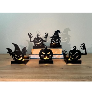 Iron Metal Halloween <b>Tea</b> <b>Light</b> <b>Candle</b> Holder With Bat Design Black Color For Halloween Home Decorations - Product Image 2