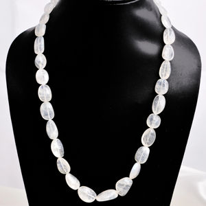 มูนสโตนสีขาวธรรมชาติ 19 นิ้ว แบบเรียบ สำหรับทำเครื่องประดับอัญมณีชั้นดี สร้อยคอ - Product Image 1