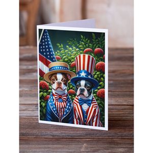 All American Boston Terrier Whimsical A7 Paquete de tarjetas de felicitación 8 Tarjetas de notas en blanco con sobres Tamaño 5x7 - Product Image 2